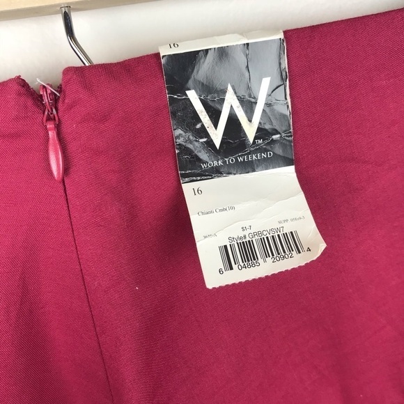 JC Penney Work to Weekend Embroidered Cranberry Red Skirt Size 16 NEW - Picture 5 of 5